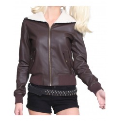 Bombshell Harley Quinn Bomber Fur Leather Jacket